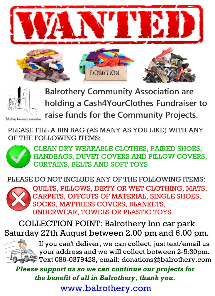 Clothes Donation Fundraiser - Village of Balrothery